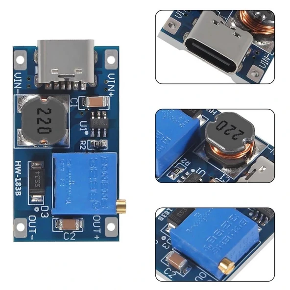 MT3608 2A Dc-Dc Güç Modülü Type-C Çıkışlı - Resim 4