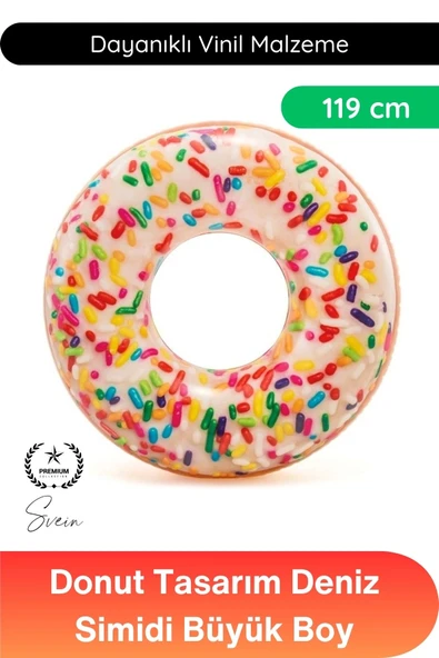 #YüzmeSimidi Donut Deniz Simidi Şişme Havuz Şamandırası Büyük Boy Renkli Eğlence Plaj Yüzme Aksesuarı Dayanıklı Vinil Ya ürün görseli 1