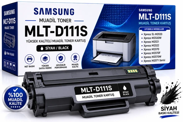 Samsung MLT-D111S Muadil Toner - Xpress SL-M2020, M2020W, M2021, M2022, M2070, M2070F, M2070W, M2071 Serisi Uyumlu Siyah Toneri ürün görseli 1