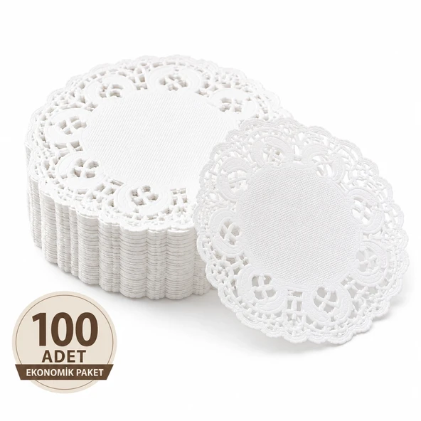 100’lü 9 Cm Dantel Kağıt Çay Bardağı Altlığı Sunum Altlığı Bardak Servis Kağıdı ürün görseli 1