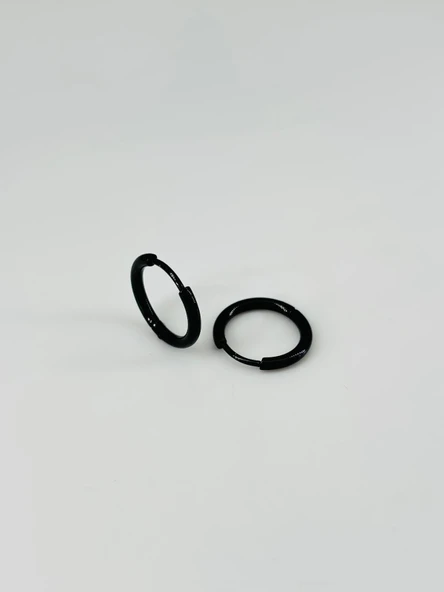 Siyah  Çelik Erkek Küpe Çap (12 Mm) Kalınlık (2 Mm) - Ekp0033 ürün görseli 1