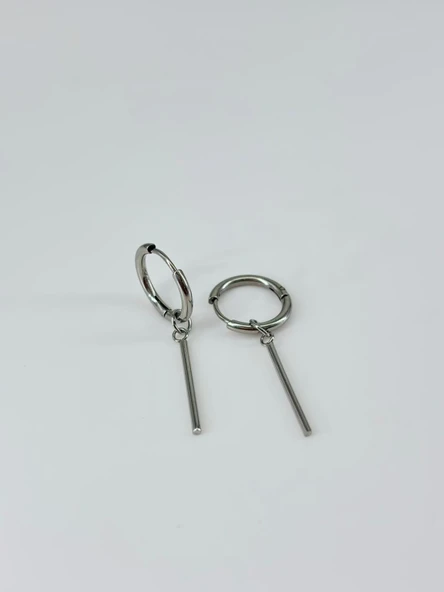 Rodyum  Çelik Erkek Küpe Çap (12 Mm) Kalınlık (2 Mm) - Ekp0028 ürün görseli 1