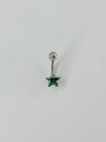Mistik Topaz Taşlı Yıldız Detaylı Göbek Piercing - Pg0026 ürün görseli 1