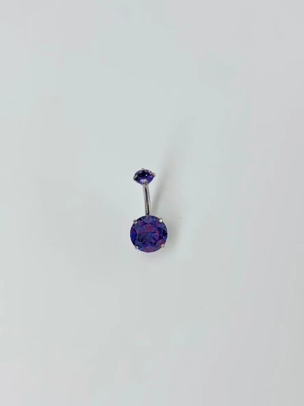 Rodyum Zirkon Taşlı Çelik Göbek - Pg0068 ürün görseli 1