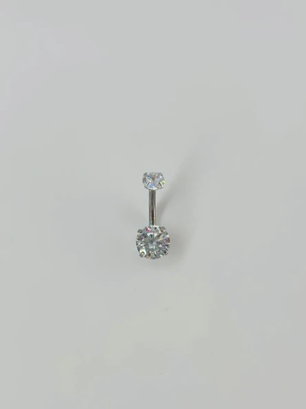 Rodyum Zirkon Taşlı Çelik Göbek - Pg0034 ürün görseli 1