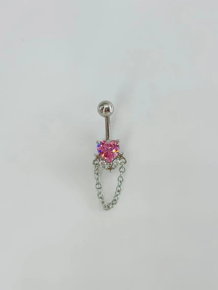 Kalp Detaylı Sallantılı Göbek Piercing - Pg0126 ürün görseli 1