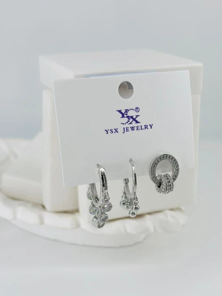 Zirkon Taşlı Üçlü Kombin Küpe - Kp00382 ürün görseli 1