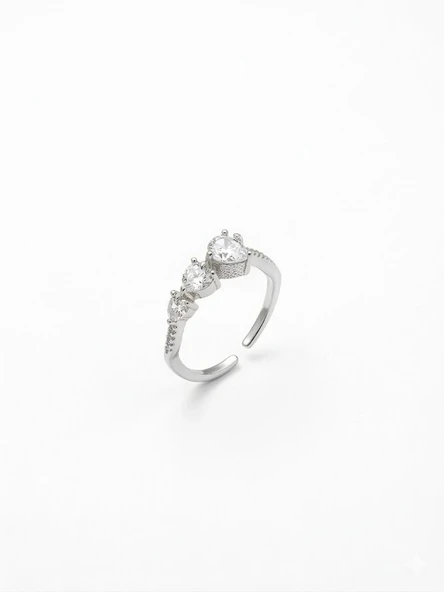 Ayarlanabilir Rodyum Zirkon Taşlı Pirinç Bijuteri Yüzük - Yz0216-1 ürün görseli 1