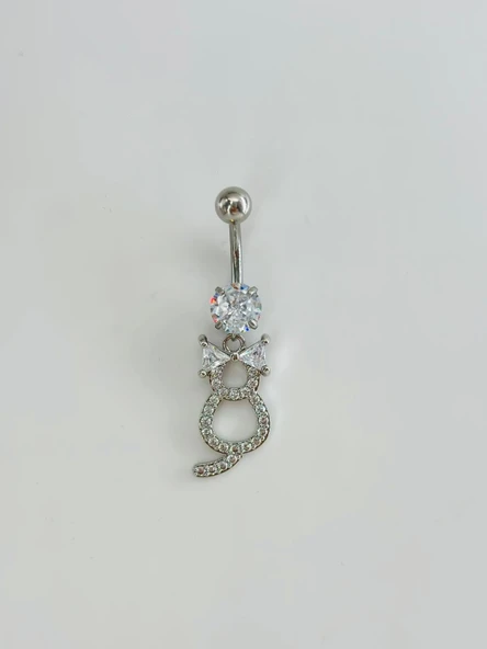 Kedi Detaylı Göbek Piercing - Pg0138 ürün görseli 1