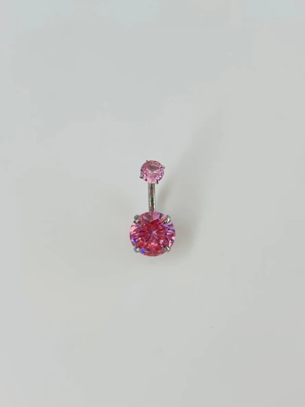 Pembe Taşlı Göbek Piercing - Pg0037 ürün görseli 1