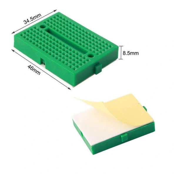 Mini Breadboard Yeşil Yapışkanlı 170 Pin 1 Adet - Resim 2