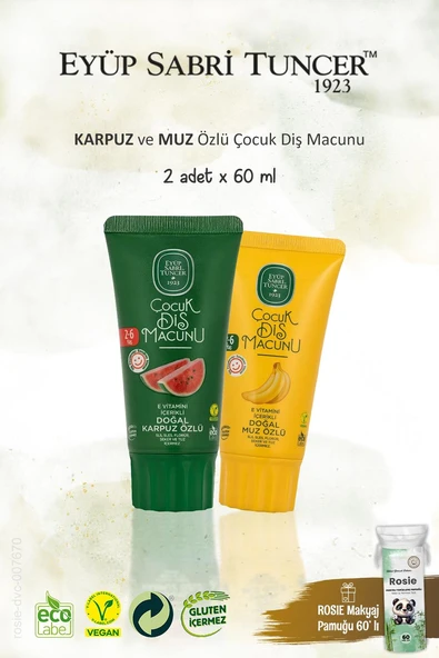 EST Muz, Karpuz ve Ananas Özlü Çocuk Diş Macunları 60 ml, Rosie Hediye ürün görseli 1