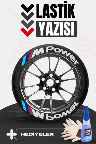 M Power Motosiklet Ve Otomobil Araç 3d Oto Lastik Yazısı Sticker Arma Seti – 8 Adet ürün görseli 1