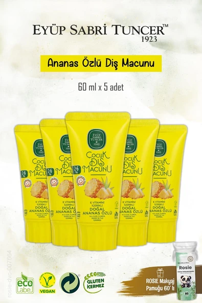 Doğal 5 Adet Ananas Özlü Diş Macunu 60 ml, Rosie Hediye ürün görseli 1