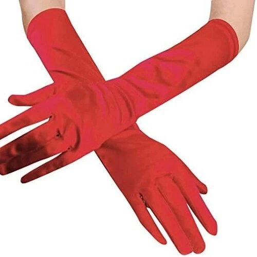Kırmızı Renk Dirseğe Kadar Uzun Kumaş Eldiven 40 cm ürün görseli 1