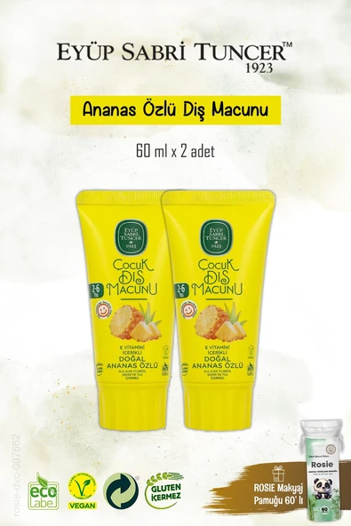 Doğal Ananas Özlü Diş Macunu 2 Adet 60 ml, Rosie Hediye ürün görseli 1