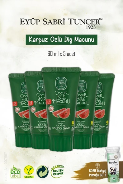 Doğal 5 Adet Karpuz Özlü Diş Macunu 60 ml, Rosie Hediye ürün görseli 1
