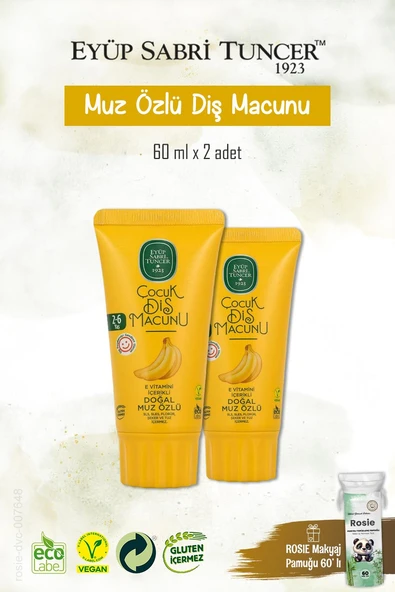 Doğal Muz Özlü Diş Macunu 2 Adet 60 ml, Rosie Hediye ürün görseli 1