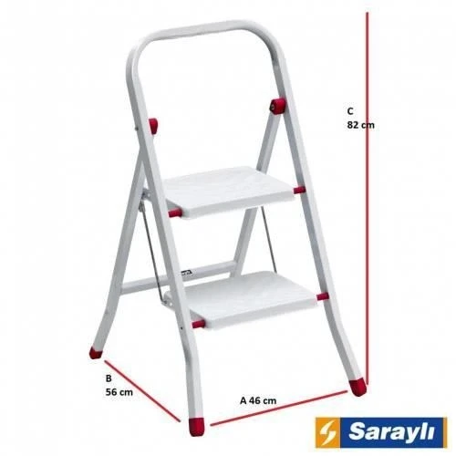 Saraylı Pratik Metal Merdiven Beyaz 2 Basamaklı ürün görseli 1