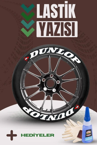 Dunlop Motosiklet Ve Otomobil Araç 3d Oto Lastik Yazısı Sticker Arma Seti – 8 Adet ürün görseli 1