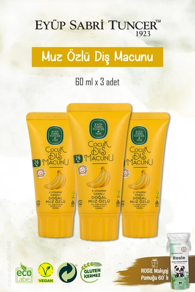 3'lü Doğal Muz Özlü Diş Macunu 60 ml, Rosie Hediye ürün görseli 1