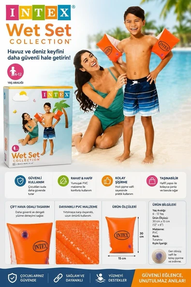 INTEX Wet Set Collection Çocuk Şişme Kolluk 6-12 Yaş 30x15 cm Deniz Havuz Kolluğu ürün görseli 1