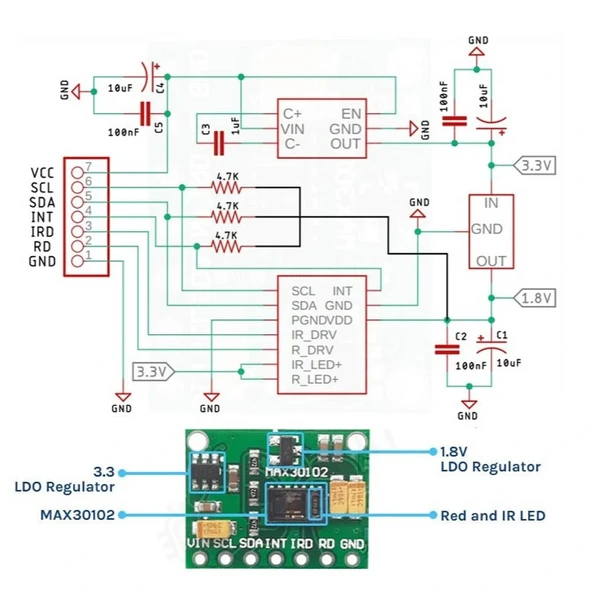 MAX30100 Nabız ve Kalp Atış Hızı Sensörü Modülü - Resim 10