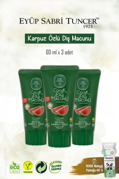 3'lü Doğal Karpuz Özlü Diş Macunu 60 ml, Rosie Hediye ürün görseli 1