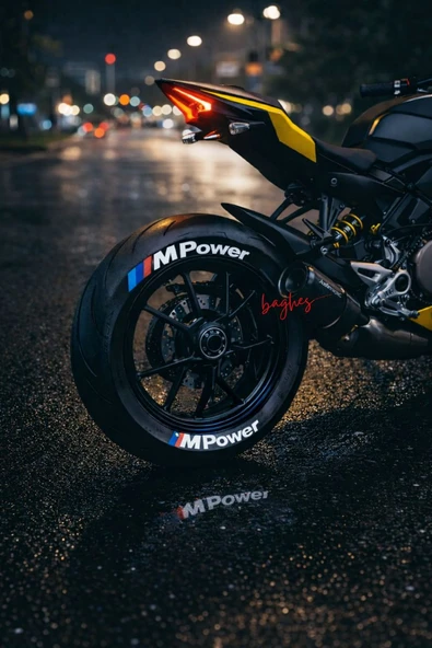 M Power Motosiklet Ve Otomobil Araç 3d Oto Lastik Yazısı 4 Adet Sticker Arma Seti ürün görseli 1
