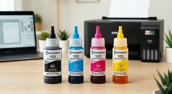 TonerMerkezi Epson Muadil - L3250 L3210 L3150 L3110 L1110 Yazıcılar ile Tam Uyumlu 4'lü Set ürün görseli 1