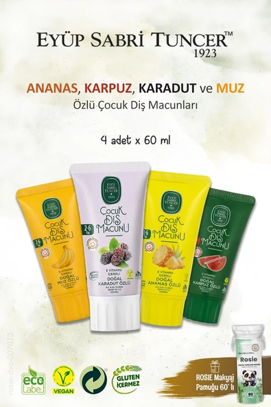 Eyüp Sabri Tuncer 4'lü Set Çocuk Diş Macunları 60 ml, Rosie Hediye ürün görseli 1