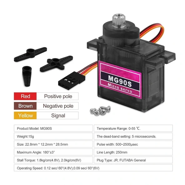 MG90S Tower Pro Micro Servo Motor 180° - Resim 7