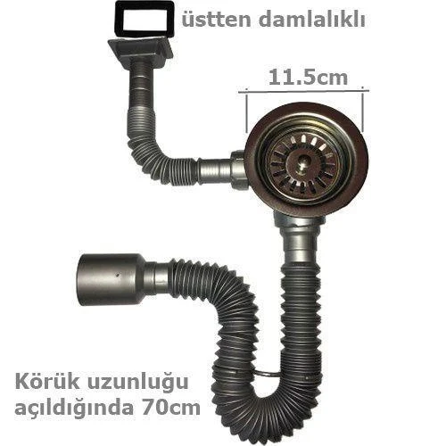 mak Kapalı Taşmalı Körüklü Evye Sifonu 50 mm ürün görseli 1