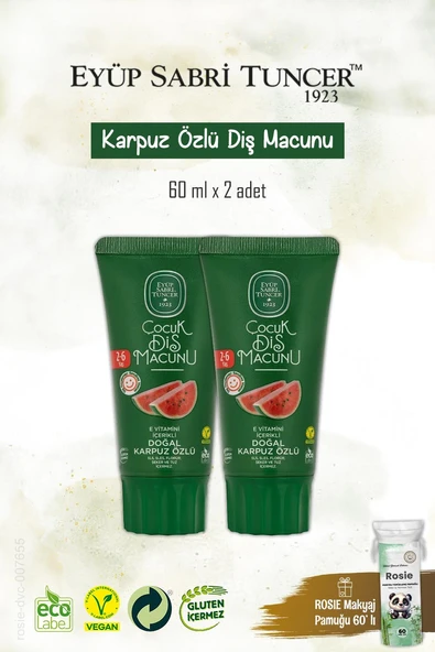 Doğal Karpuz Özlü Diş Macunu 2 Adet 60 ml, Rosie Hediye ürün görseli 1