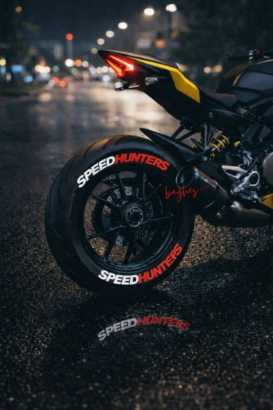 Speed Hunters Kırmızı Motosiklet Ve Otomobil Araç 3d Oto Lastik Yazısı 4 Adet Sticker Arma Seti ürün görseli 1