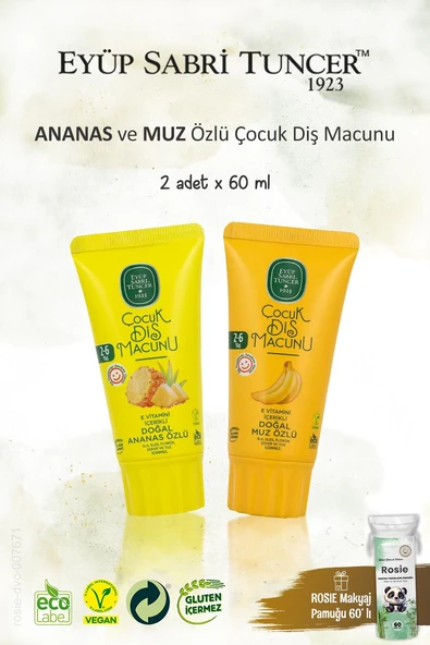 EST Muz ve Ananas Özlü Çocuk Diş Macunu 60 ml, Rosie Hediye ürün görseli 1
