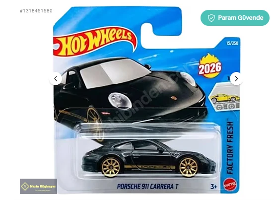 HOT WHEELS Porsche 911 Carrera T ürün görseli 1