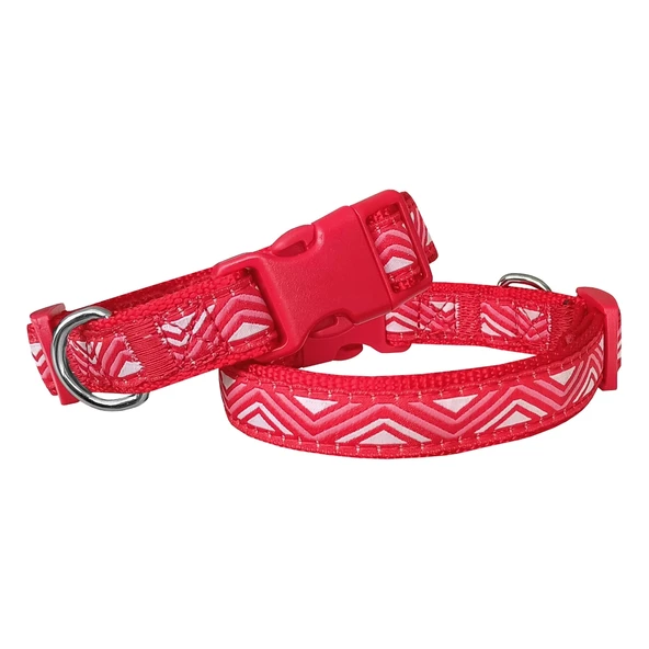 Daa Desenli Dokuma Köpek Boyun Tasması 2 cm x 31-47 cm Kırmızı ürün görseli 1