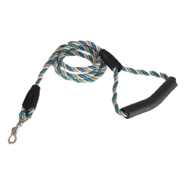 Üçlü Sarmallı Köpek Gezdirme Halatı 1 cm-120 cm Mi Beyaz ürün görseli 1