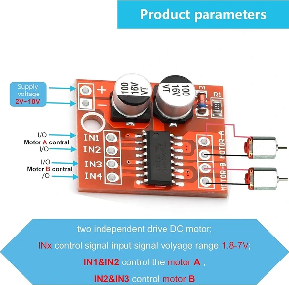 L298N Mini DC ve Step Motor Sürücü Modülü - Resim 7