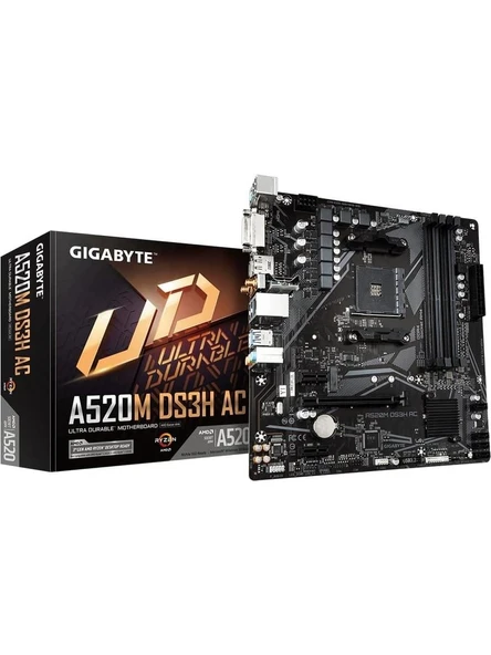 GIGABYTE A520M-DS3H-AC DDR4 HDMI DP PCIE 4.0 AM4 mATX WIFI ürün görseli 1