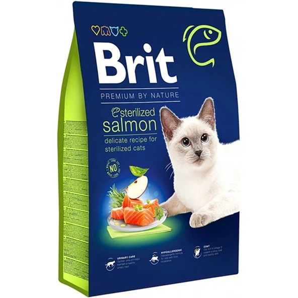 Brit Premium Somonlu Kısırlaştırılmış Yetişkin Kedi Maması 8 kg ürün görseli 1