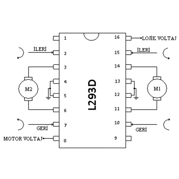 L293D Motor Sürücü Entegresi Dip-16 - Resim 3