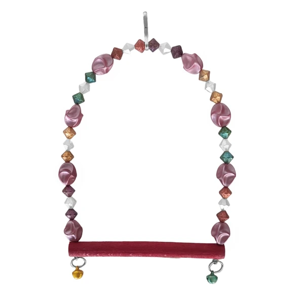Boncuklu Ve Tünekli Kuş Salıncağı 10 cm-14 cm Bordo ürün görseli 1