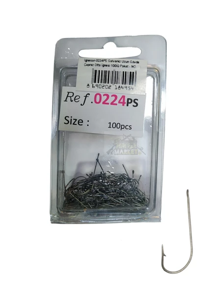 İğnesan 0224PS Galvaniz Uzun Gövde Çapraz Olta İğnesi 100lü Paket ürün görseli 1
