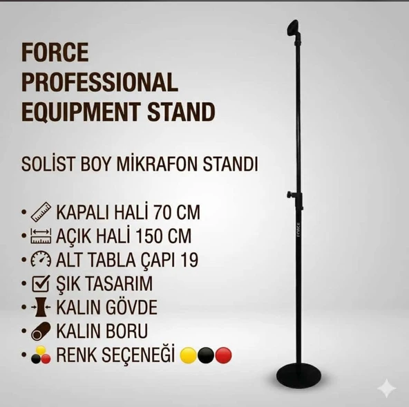 SOLİST BOY MİKROFON STANDI  EKER PERCUSSION ürün görseli 1