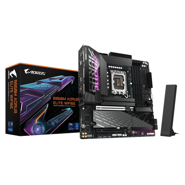 GIGABYTE B860M AORUS ELITE WIFI6E DDR5 HDMI-DP PCIE 5.0 1851p mATX ürün görseli 1