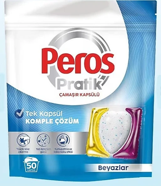 Peros Çamaşır Deterjanı Tableti (Kapsülü) Beyazlar Için 50 Adet ürün görseli 1