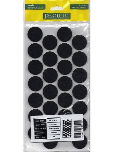 Pacific 6128 BL Yapışkanlı Keçe 28 mm Siyah ürün görseli 1
