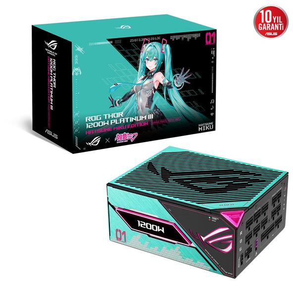 ASUS 1200w 80+ Platinum III ROG THOR 1200P3-MIKU Tam Modüler Power Supply ürün görseli 1